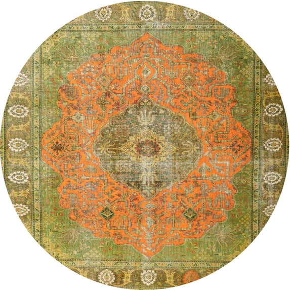 Ahgly Company Indoor Round Traditional Gold Persian Area Rugs, 3' Round