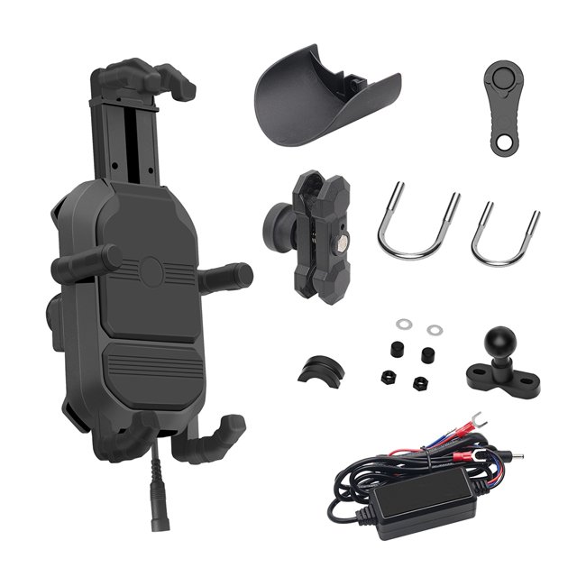 Sidaley Soporte de teléfono impermeable para bicicleta, rotación de 360 °, soporte de absorción de impactos para motocicleta, soporte de Accesorios para motos tipo de manillar Sidaley VI021474-01B