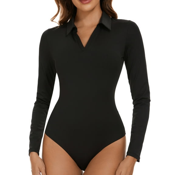 Henley Bodysuit for Women Long Sleeve Tops Bodysuits Dressy Blouse Casual