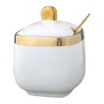 thumbnail image 1 of Dsseng ​​ Ceramic Sugar Bowl with Lid & Spoon - Airtight Condiment Jar for Countertop Salt Spices Seasonings | Rustic Kitchen Canister for Coffee Bars & Dining Table Decor​​, 1 of 9