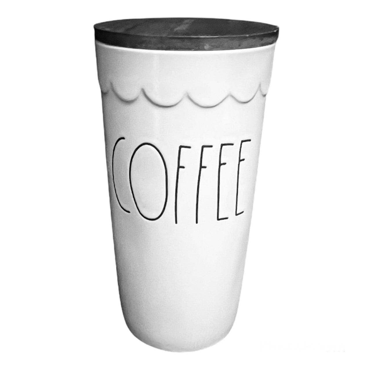 Rae Dunn Coffee Canister Ceramic with Wood Lid 8.5"