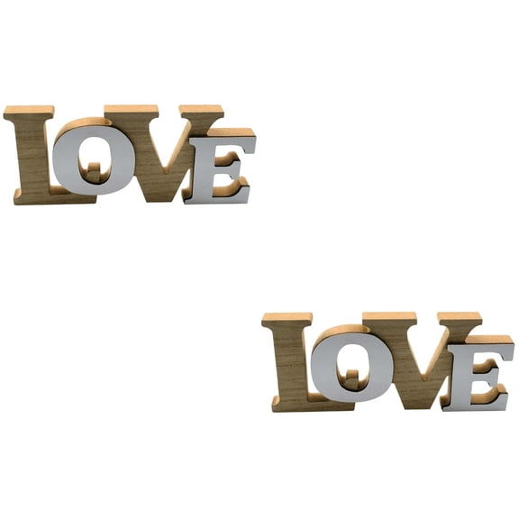 FONDOTIN Red Love Sign Rustic Wooden Adornment for Wedding 2Pcs