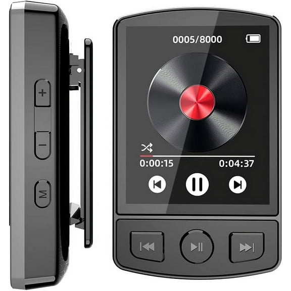 32GB Mp3 Player with Clip, Portable Mp3 Mp4 Music Player with Bluetooth 5.0, 1.8-Inch HD Full Touch Screen, Voice Recorder, High Fidelity Lossless Sound Music Player with HD Speaker