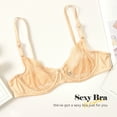 thumbnail image 6 of Wingslove Women's Sexy 1/2 Cup Lace Bra Balconette Mesh Underwired Demi Shelf Bra Unlined See Through Bralette,Beige 36C, 6 of 8