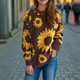 thumbnail image 2 of WRKEKC Women's Sunflower Jacquard Crewneck Knit Pullover Sweater Long Sleeve Casual Retro Floral Pattern Cozy Tops Unique Style, 2 of 10