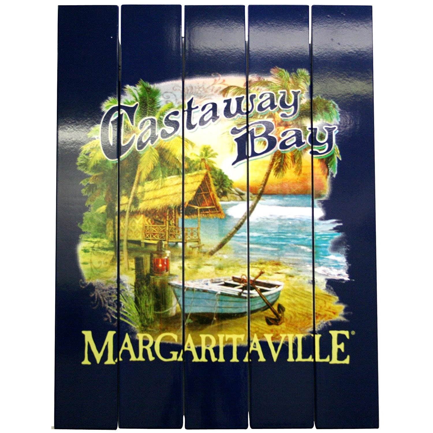 Margaritaville Outdoor Patio Wall Art Pine Wood Castaway Bay Beach Sign