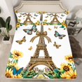 thumbnail image 2 of Castle Fairy Romantic Eiffel Tower Twin Sheet Sets 3pcs for Boys Girls,Happy Valentine's Day Twin Fitted Sheet Microfiber,Sunflower Butterflies Bow Knot Breathable Flat Sheet,Luxury Bedroom Decor, 2 of 7