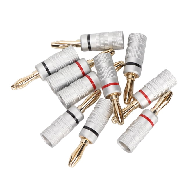 Altavoz 10pcs Sonido Enchufe de Plátano 24K Dorado Conector de Altavoces de Bloqueo dual dual tornillo para cables de altavoces cine en casa
