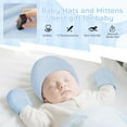 thumbnail image 5 of Baby Newborn Hats and Mittens Set 0-6 Months Cotton Beanie Top Knot for Baby Boys Girls Winter, 5 of 5
