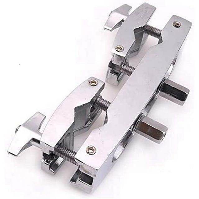 2X Drum Clamp 2 Hole Silver Multi Clamp Cymbal Stand Mount Holder for Drums Cymbals Cowbell Accessory