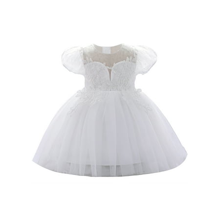 

Bagilaanoe Toddler Baby Girl Party Dress Short Sleeve A-line Princess Dresses 9M 12M 18M 24M 3T 4T 5T Tulle Dress for Birthday Wedding