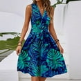 thumbnail image 2 of Boho Dresses For Women 2025, Casual V Neck Sleeveless Floral Tunic Tank Midi Dress Cocktail Beach Vacation Dark Green Dress Maxi Seniors Casual Dresses Cocktail Dresses Maxi (S, Navy) ZMTing, 2 of 5