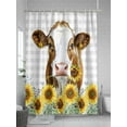 thumbnail image 5 of Shower Curtain Sunflower Cow Bathroom Curtains with Hooks, Waterproof Fabric Grey Buffalo Plaid Farm Animal Bath Shower Curtains Set for Bathroom Bathtubs Decor 72x72 Inch, 5 of 8