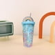 thumbnail image 4 of Vaso de plástico colorido con pajita para niños y adultos | Taza con aislamiento de doble pared de 500 ml | Botella de agua portátil de verano para bebidas frías, ponche de frutas | Rosa, azul, 4 of 7