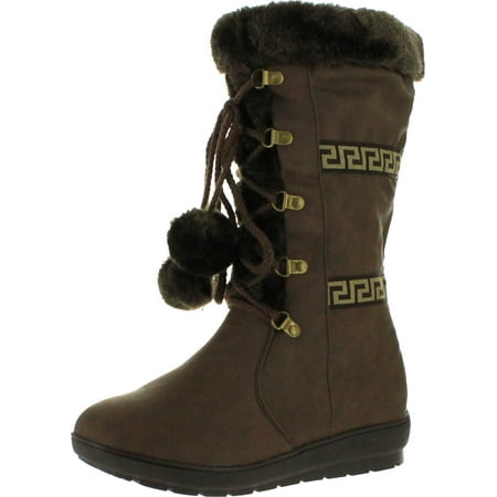 

Reneeze Womens Coco-1 Flat Heel Mid Calf Boots Brown 5.5