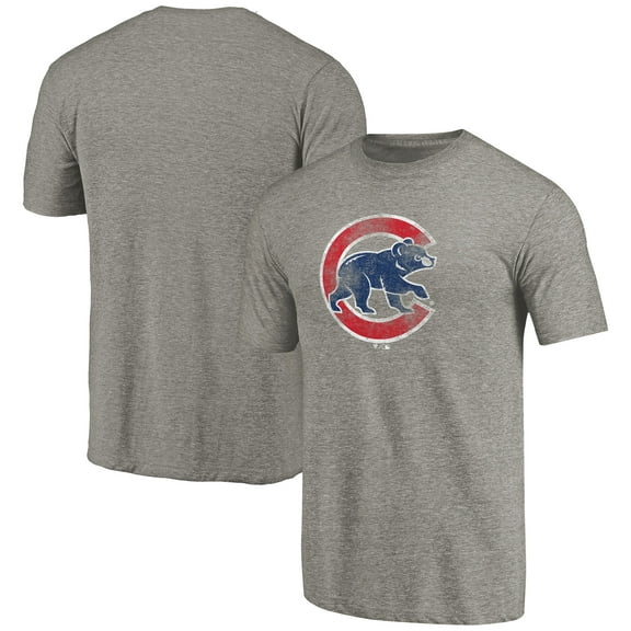 Men's Ash Chicago Cubs Distressed Team Tri-Blend T-Shirt