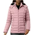 thumbnail image 6 of YOIAVAIOY Womens Puffer Hooded Jacket Lightweight Quilted Padded Coat Zip-up Winter Warm Outerwear with Pockets Pink M, 6 of 10