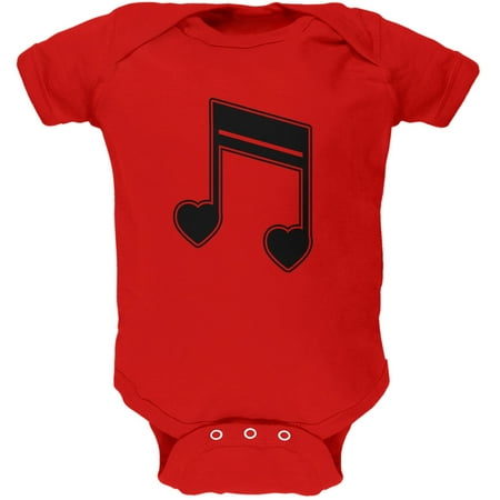 16th Note Hearts Red Soft Baby One Piece