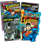 Justice League Batman and Superman Coloring Book Super Set with Stickers (4 Coloring Books, Over 250 Pages Total)
