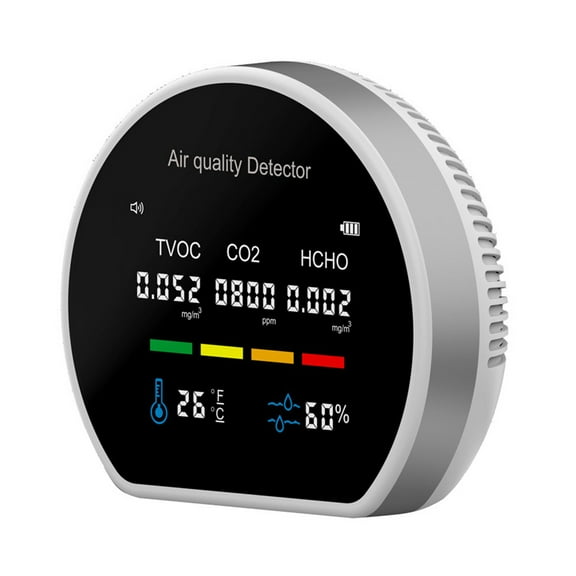 Portable Wall-mounted Carbon Dioxide Detector TVOC HCHO Detector Temperature & Humidity Display Alarm Suits Home Office