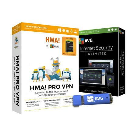 HMA! Pro VPN - Box pack (1 year) - flash drive - Linux, Win, Mac, Android, iOS - with AVG Internet Security