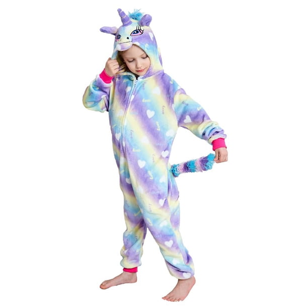 Uderui Pijamas de Unicornio para niños, Disfraz de Cosplay de una Pieza, Ropa de Dormir de Animales para niñas y niños