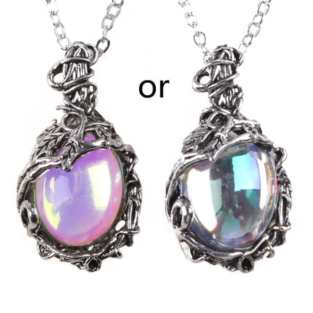 Retro Moonstone Necklace Magical Teardrop Chain Necklace Vintage Style Silver Color Pendant Fashion Gift for Teen Friend