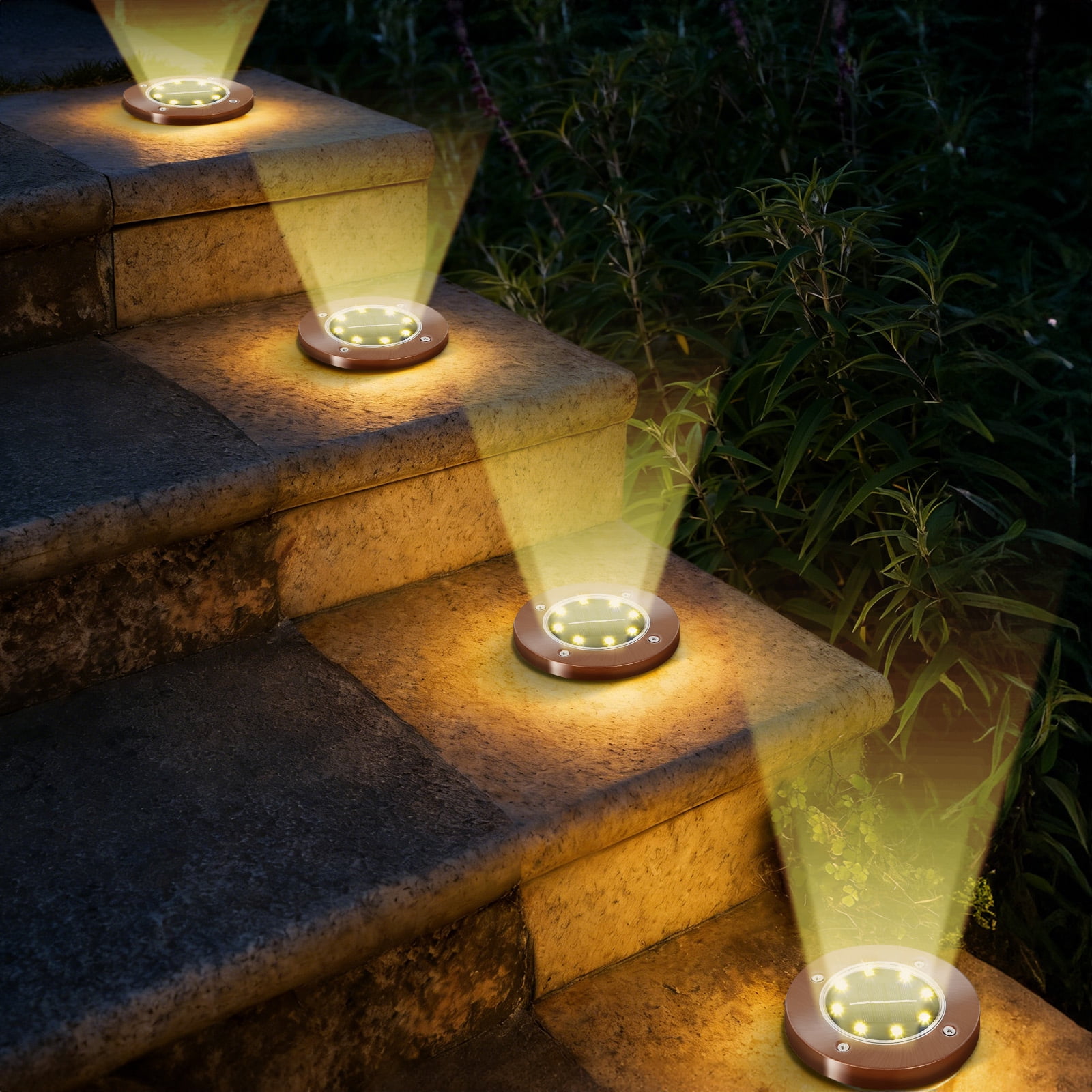 Solar Ground Lights, LEDs Outdoor Solar Disk Lights, Waterproof Mini Solar Powered Pathway Lights, Flat Landscape Lighting for Garden Walkway Driveway Patio Yard