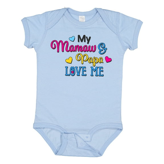 Inktastic My Mamaw and Papa Love Me with Hearts Boys or Girls Baby Bodysuit
