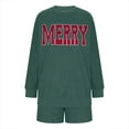 thumbnail image 5 of Lovskoo Women's Christmas Pajamas 2 Piece Lounge Sets Merry Letter Printed Corduroy Matching Outfits T-Shirt Shorts Sleepwear Loungewear Sweatsuits Green, 5 of 7