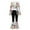 #328-White, variant on Womens Performance Outfit, Printed Long Sleeve V-Neck Top with Flared Sleeves and Tie Details, Two-Piece Dance Wear Set for Stage Performance and Special Occasions