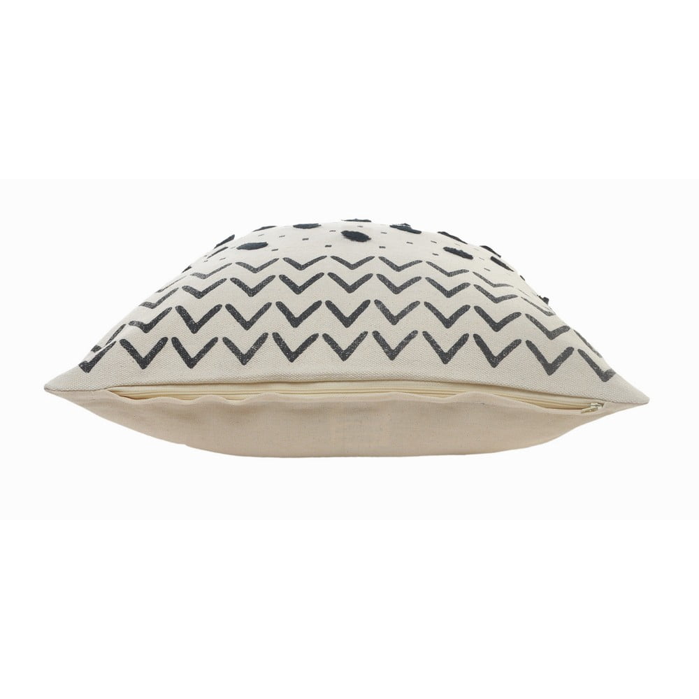 Ox Bay Chevron Black And Cream Tufted Grid Soft Poly-Fill 20 In. X 20 In. Throw Pillow