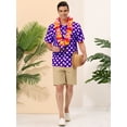 thumbnail image 3 of INSPIRE CHIC Camisa de lunares de verano para hombre, camisas hawaianas con patrón de manga corta y botones Púrpura M, 3 of 6