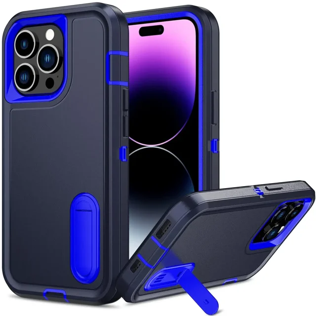 Case For iPhone 16 11 13 12 14 15 Pro Max XS XR 8 Plus Heavy Duty Shockproof Anti-Scratch Rugged Protective with Kickstand Cover Blue iPhone 11 Pro Max