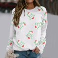 thumbnail image 4 of Gibobby Sudaderas para mujer navidad Blusa de manga larga con cuello en O para mujer, para uso diario, en casa, al libre, con estampado navideño(Blanco,CH), 4 of 5