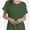Green, variant on Women's Casual V-Neck T-Shirt - Short Sleeve Loose Fit Top with Side Split & Rolled Sleeve for Summer