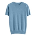 thumbnail image 5 of mgoYE Womens Short Sleeve Tops Summer T Shirts Round Neck Casual Fashion Basic Tee Women T Shirt(Light Blue,L), 5 of 5