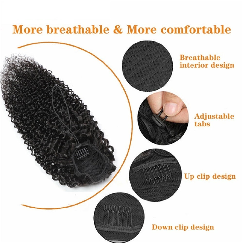 Afro Curly Drawstring Ponytail 8-26 Inch Kinky Curly Ponytail Human Hair Extensions Brazilian Remy Clip In Curly Ponytail Hair Extensions