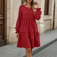 thumbnail image 7 of Tqcoqu Fall Dresses for Women 2026,Crew Neck Long Lantern Sleeve Casual Loose Flowy Swing Shift Dress, 7 of 7