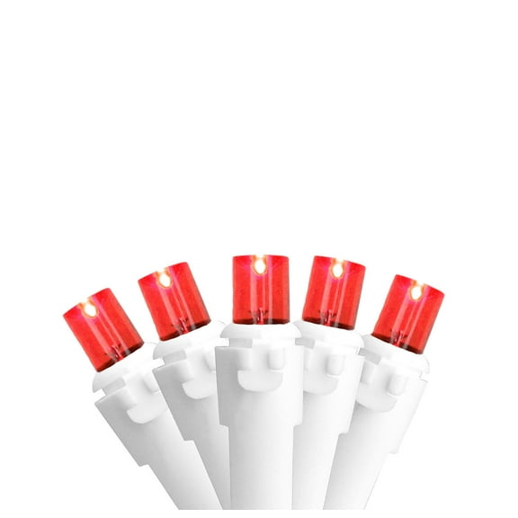 Red LED Wide Angle Christmas Lights - White Wire