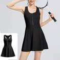 thumbnail image 2 of JGGSPWM Zip Up Sports Dress Women's Solid Casual Outdoor Athletic Workout Flowy Crewneck Mini A-line Sundress Black XL, 2 of 7