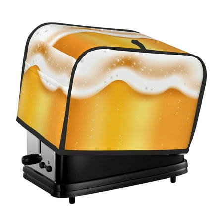 

KLL Golden Beer Print 2 Slice Toaster Dust Covers Kitchen Small Appliance Cover with 2 Pockets Can hold Jam Spreader Knife & Toaster Tongs (11.4 x 7.9 x 7.5)