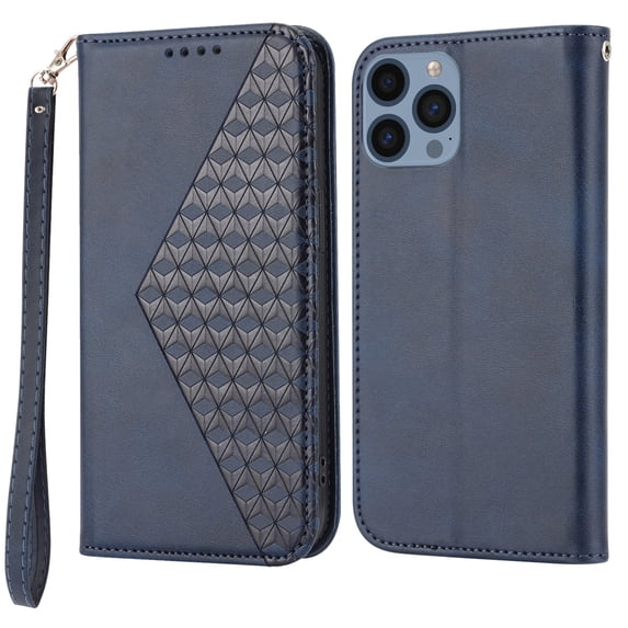 Decase for iPhone 14 Pro Wallet Case, Shockproof Lanyard Strap Magnetic PU Leather Stand Cover with TPU Inner Shell,Card Slots Compatible with iPhone 14 Pro, Blue