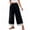 Black——Back to School Outfits for Women, variant on Plus Size Wide Leg Pant for Women Elastic Waist Lace Trim Pants Casual Ruched Pockets Palazzo Trousers for Holiday Travel Black S