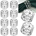 thumbnail image 1 of Paquete de 10 servilleteros de plata con huecos de metal, servilleteros universales, decoración de mesa, servilletero, anillo para boda, fiesta, cena, aniversario, fiesta navideña, 1 of 4