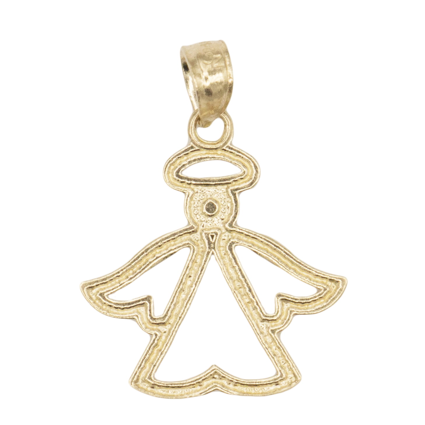 14K Yellow Gold CZ Religious Angel Pendant for Necklace or Chain
