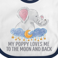 thumbnail image 4 of Inktastic My Poppy Loves Me to the Moon and Back Elephants in Clouds Boys or Girls Baby Bib, 4 of 4