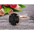 thumbnail image 4 of 1.75 Carat 8x6mm Oval Cut Black Diamond Moissanite Engagement Ring Wedding Ring Anniversary Gift On 10k Rose Gold Filigree Retro Vintage Floral Set, 4 of 5