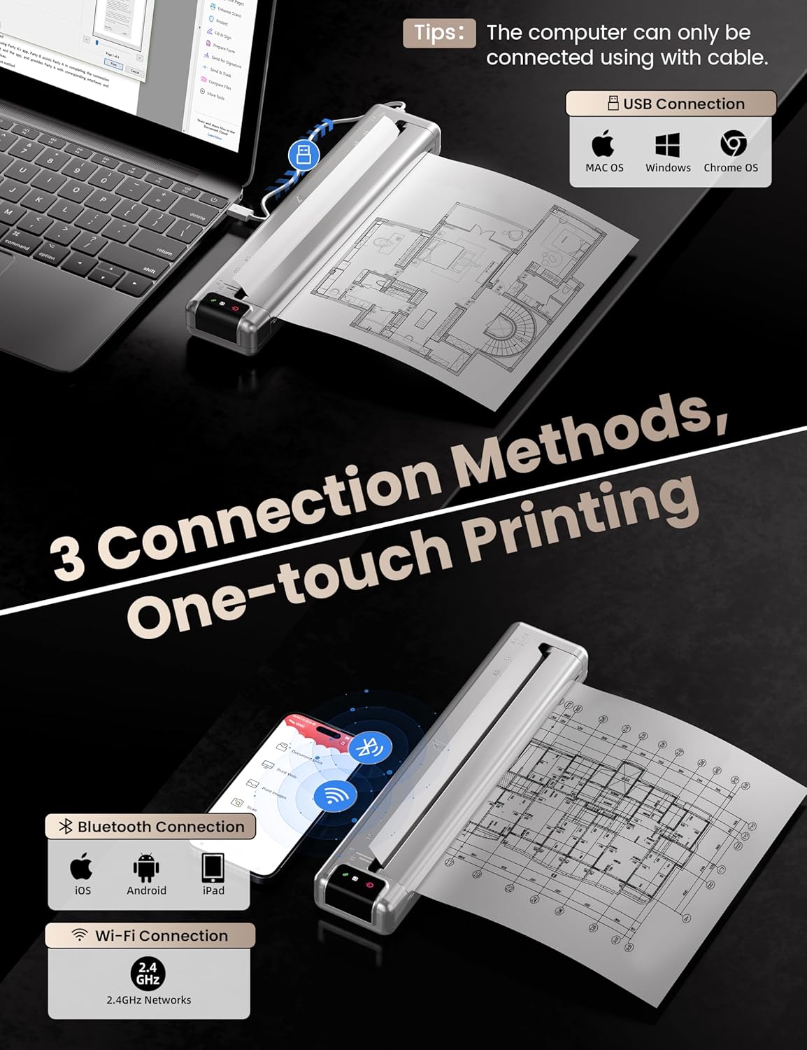 Phomemo ACPO302SRB Silver Thermal Printer Ultra High300dpi