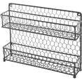 thumbnail image 2 of MyGift 2 Tier Country Style Wall Mount Spice Rack, Jars Organizer, Black, 2 of 4